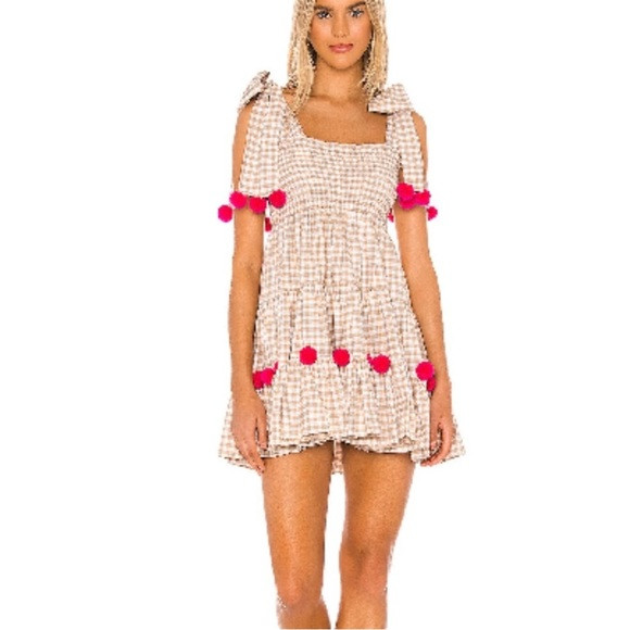 Revolve Sundress Pippa Mini Dress Gingham Pom Pom Mini Dress | Poshmark