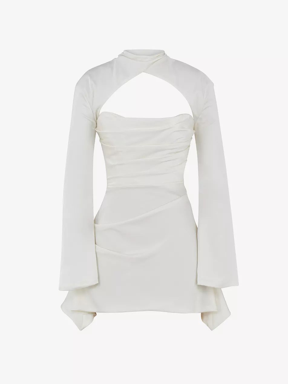 Toira long-sleeved corseted satin mini dress | Selfridges