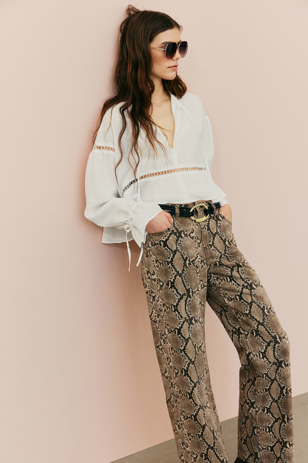 Blusa oversize con inserciones de encaje - Crema - MUJER | H&M ES | H&M (FR, IT, ES, PT, BE)