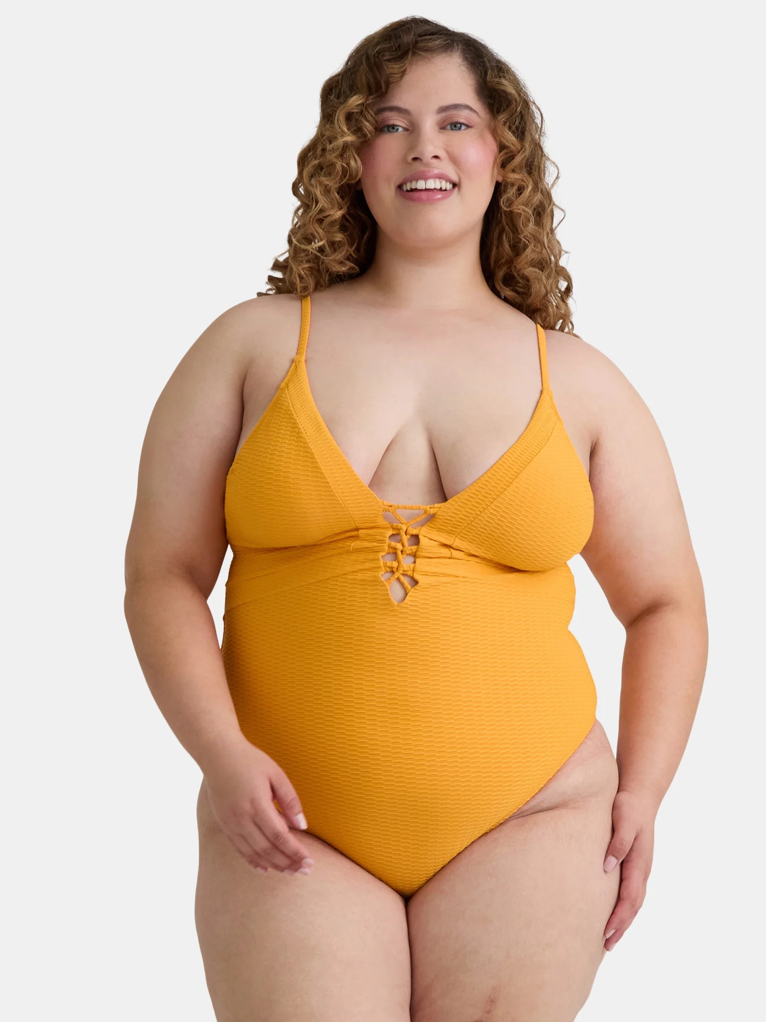 Jessica Simpson Women’s Lace Up One Piece Swimsuit, Sizes XS-L | Walmart (US)