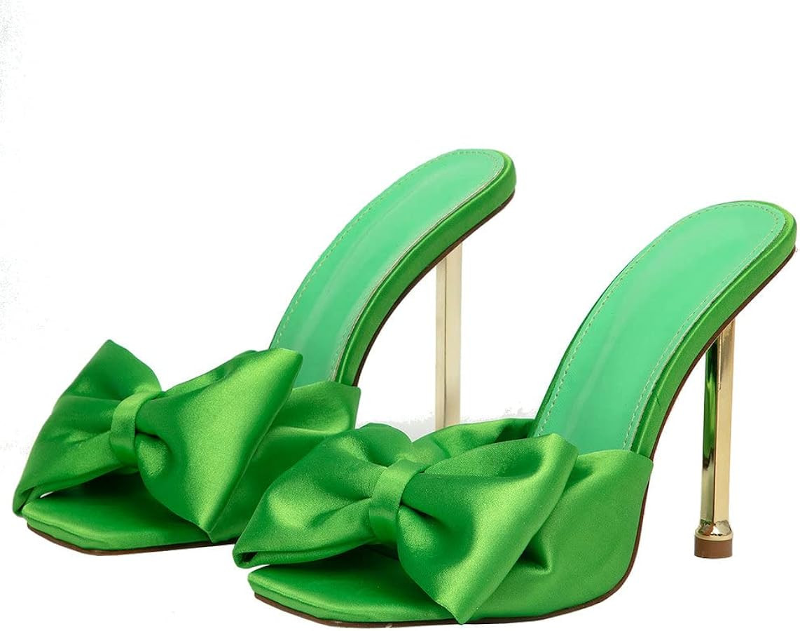 KOKOMOMO Womens Bow High Heels Mules Stiletto Slides Mule Heels Open Toe Heeled Sandals with Bowk... | Amazon (US)