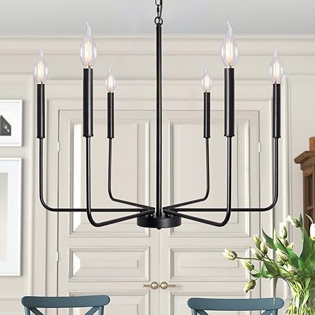 Industrial Candle Ceiling Light Farmhouse Chandelier 6 Light Rustic Lighting Fixture for Dining R... | Amazon (US)