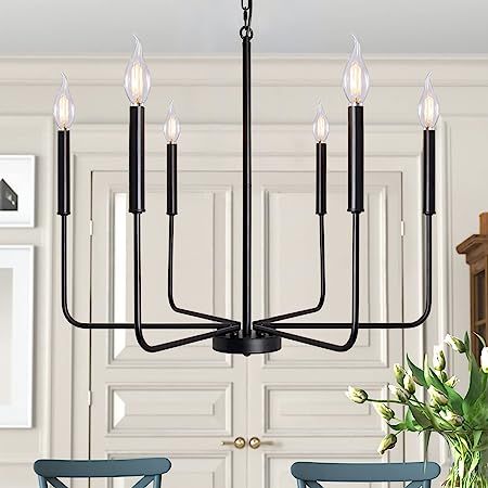 Industrial Candle Ceiling Light Farmhouse Chandelier 6 Light Rustic Lighting Fixture for Dining R... | Amazon (US)