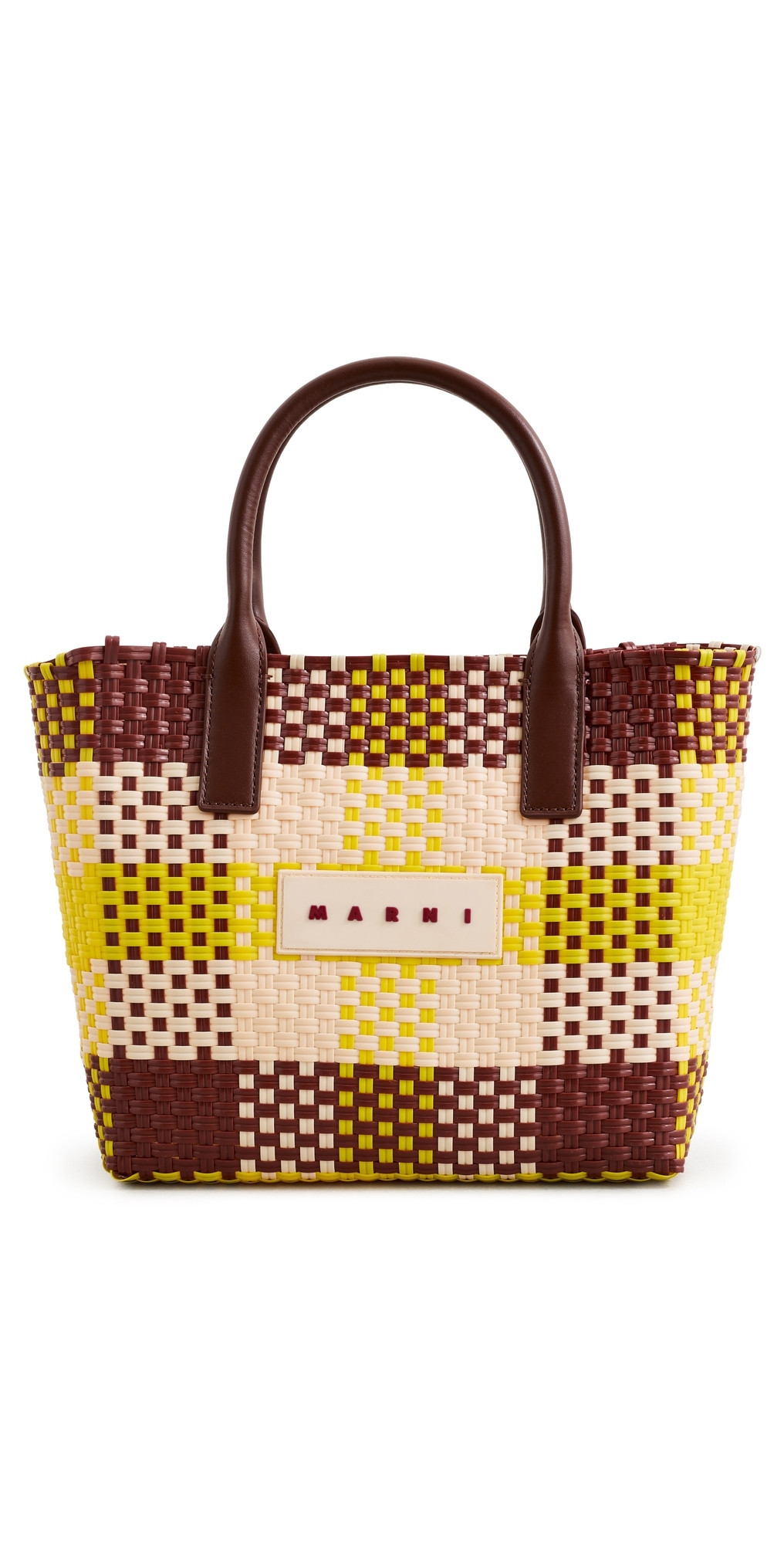 Marni Check Tote Lily White/Vanilla/Wild Cherry One Size | Shopbop