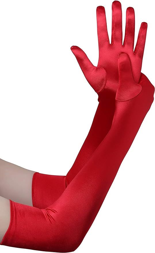 BABEYOND Long Opera Party 20s Satin Gloves Stretchy Adult Size Elbow Length | Amazon (US)