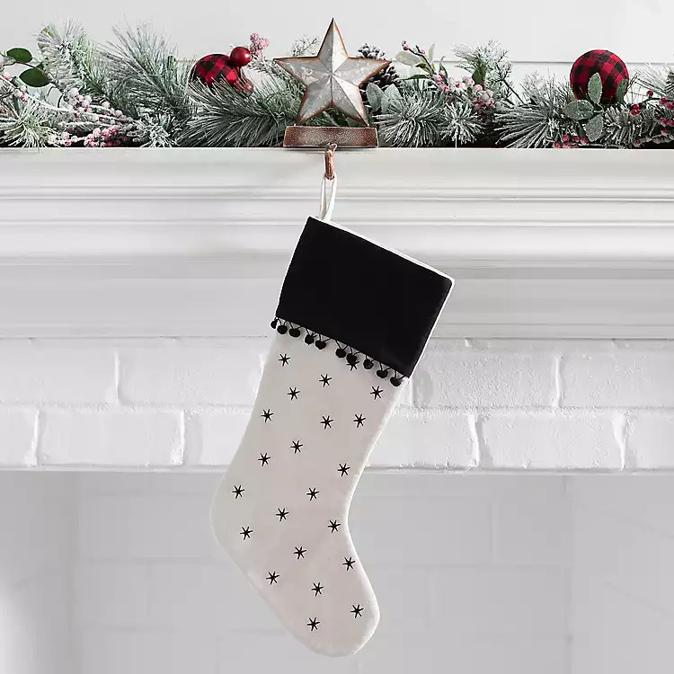 Black and Cream Star Stocking | Kirkland's Home
