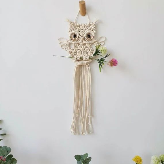 Owls Dream Catchers Macrame Wall Hanging Tapestry Wall Decor Boho Style Bohemian Woven Home Decor... | Etsy (US)