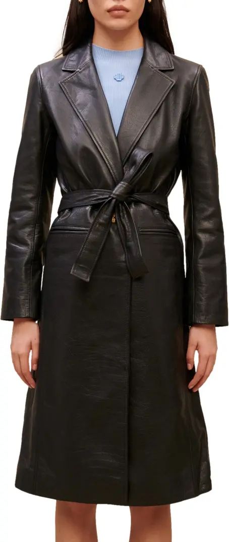 Grenchir Belted Leather Trench Coat | Nordstrom