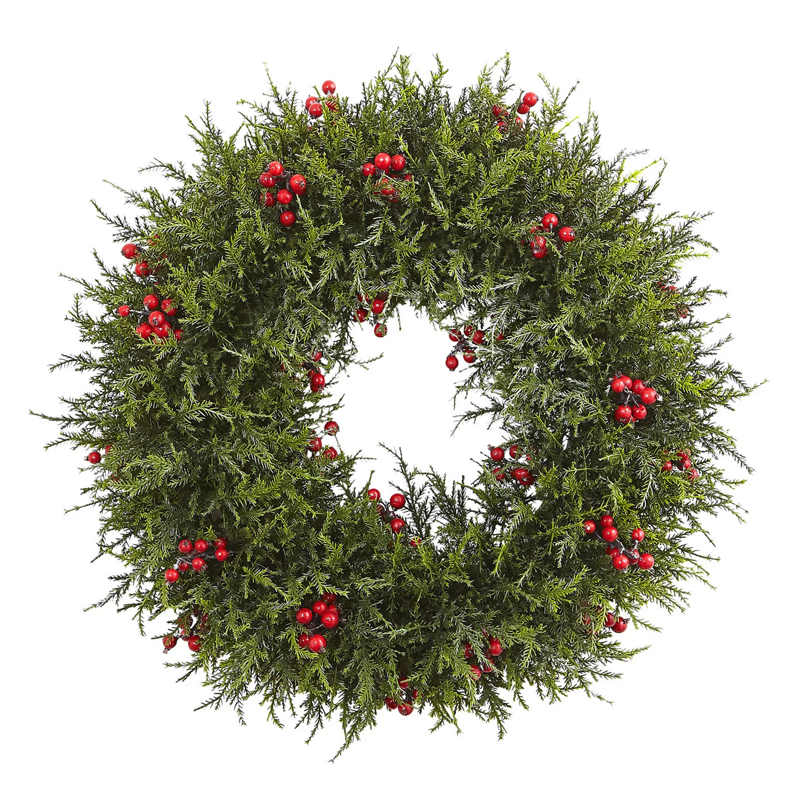 nearly natural Artificial Cedar Berry Wreath, Green | Kohl's