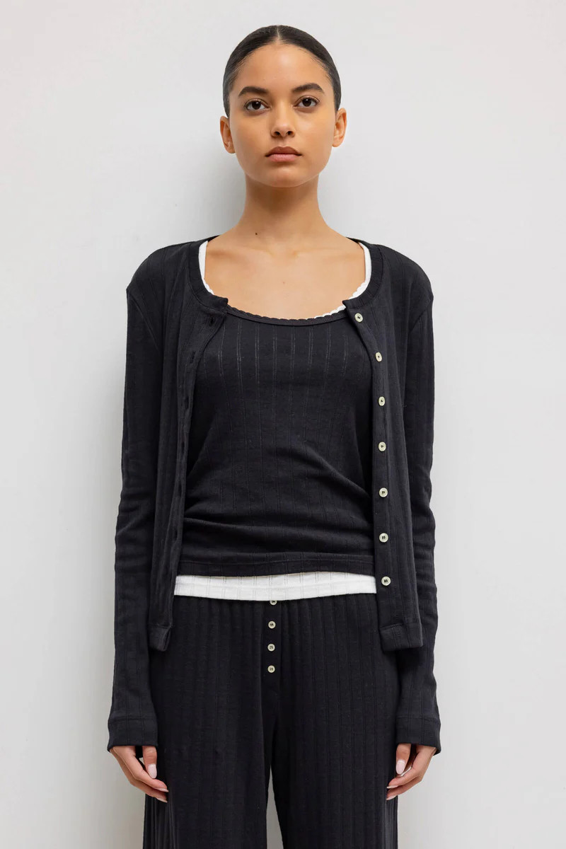 Pointelle Classic Crew Cardigan | LESET