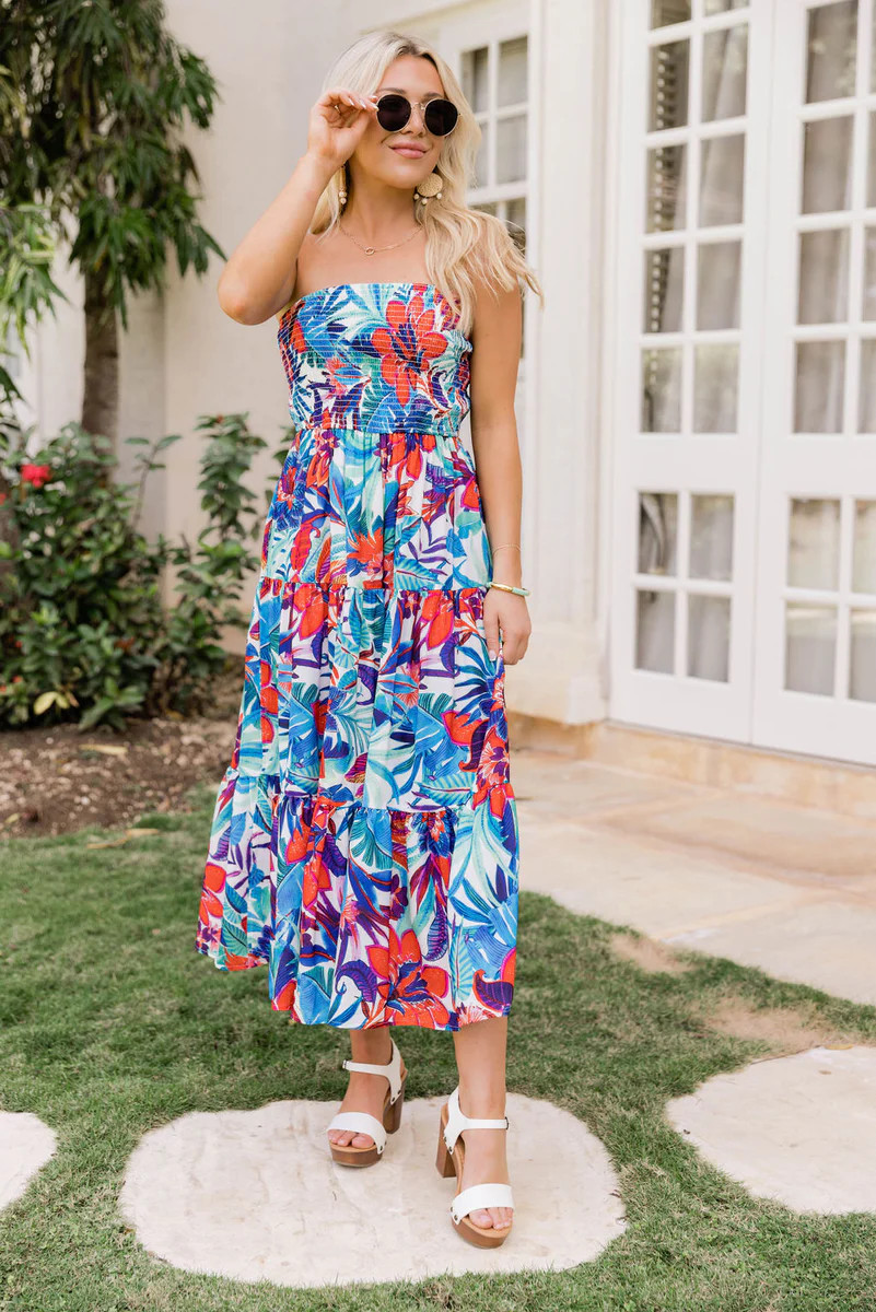 Heading To Paradise Blue Floral Jumpsuit | Pink Lily
