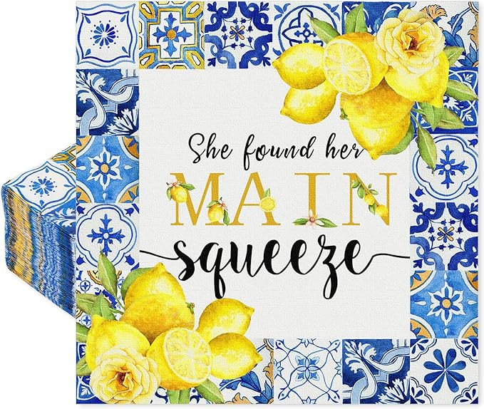 80 Pack Lemon Luncheon Napkins Disposable She Found Her Main Squeeze Paper Decorative Napkins Blu... | Amazon (US)