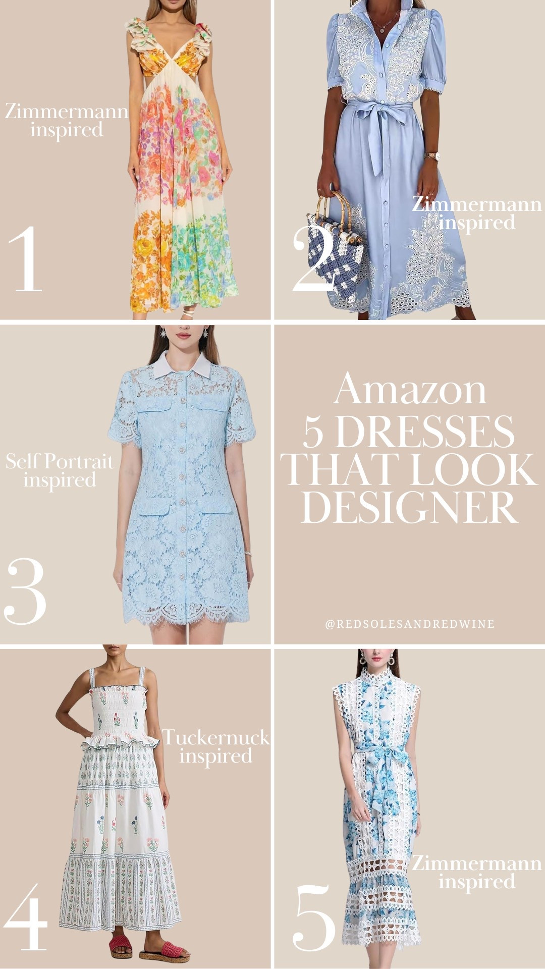 5 Amazon Dresses that look Designer!! Zimmermann look alike dresses, self portrait dress, Tuckernuck dress, designer dress, designer similar looks, look for less

#LTKStyleTip #LTKFindsUnder100 #LTKSummerEdit