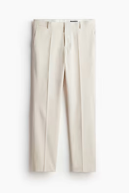 Slim Fit Linen Suit Pants - Regular waist - Long - Light beige - Men | H&M US | H&M (US + CA)