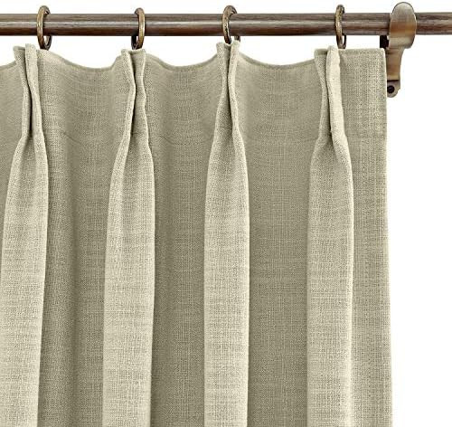 TWOPAGES 100 W x 96 L inch Pinch Pleat Darkening Drapes Faux Linen Curtains Drapery Panel for Living | Amazon (US)