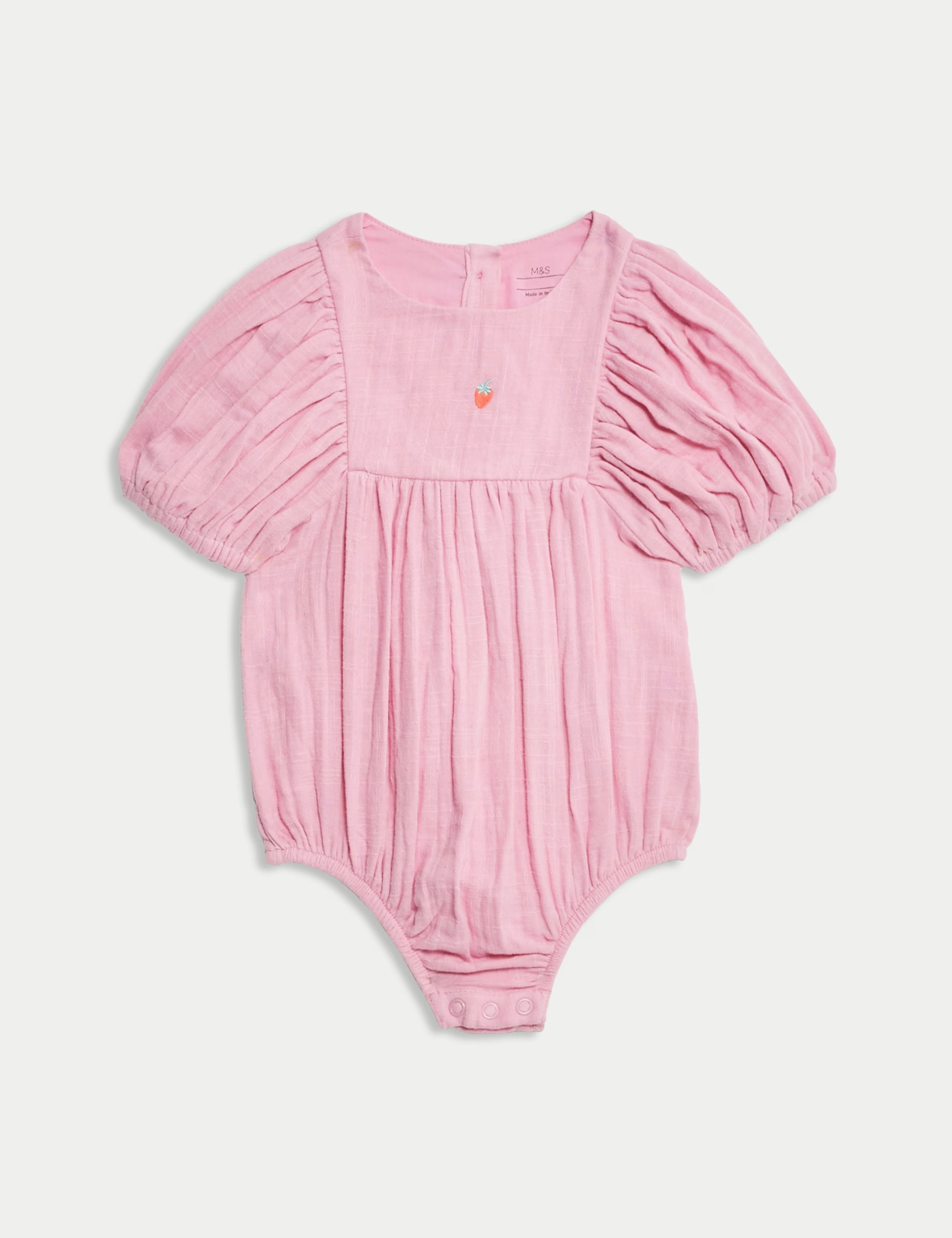 Pure Cotton Strawberry Romper (0-3 Yrs) | Marks & Spencer (UK)
