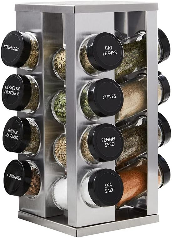 Kamenstein Heritage 16-Jar Revolving Countertop Spice Rack Organizer with Free Spice Refills for ... | Amazon (US)