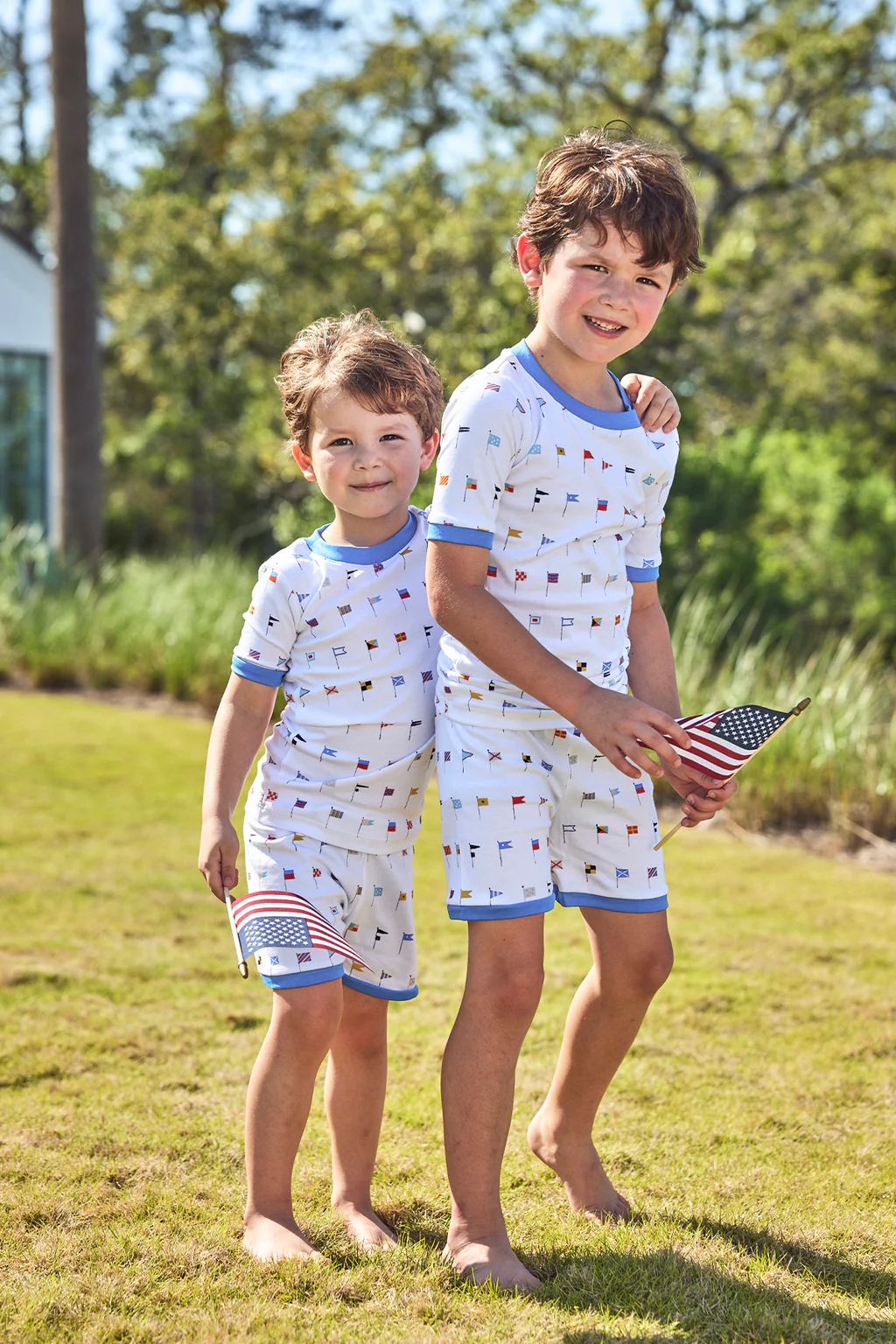 Kids Shorts Set in Nautical Flags | Lake Pajamas