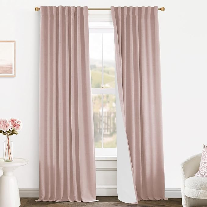 PANELSBURG Pink Blackout Curtains for Nursery,Light Blocking Linen Kids Curtains for Girls Bedroo... | Amazon (US)