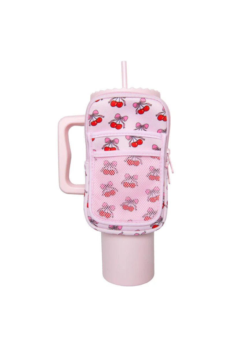 Cherry Bow Tumbler Pouches Light Pink | Katydid.com