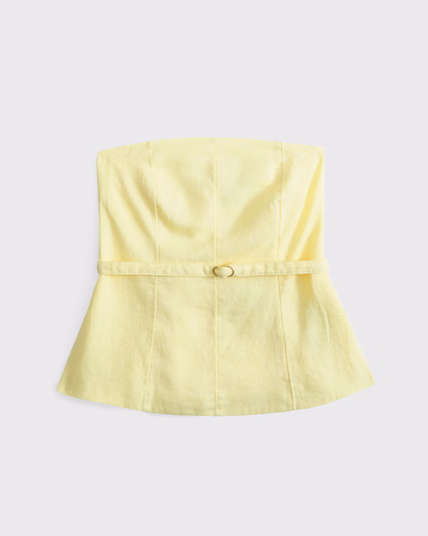 Premium Linen Strapless Tailored Top | Abercrombie & Fitch (US)