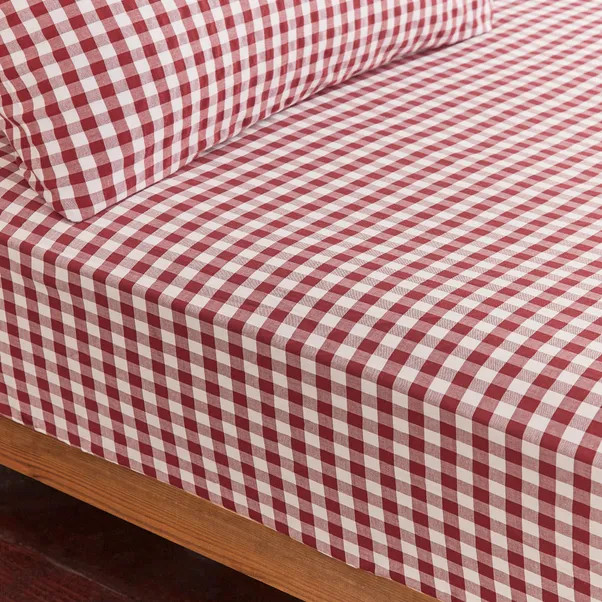 Portloe Gingham Woven 100% Cotton Fitted Sheet | Dunelm