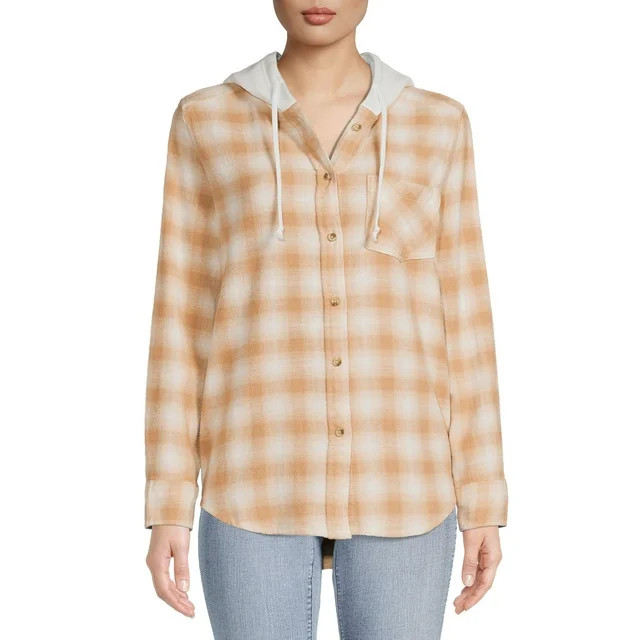 Time And Tru Women's Hooded Flannel | Walmart (US)