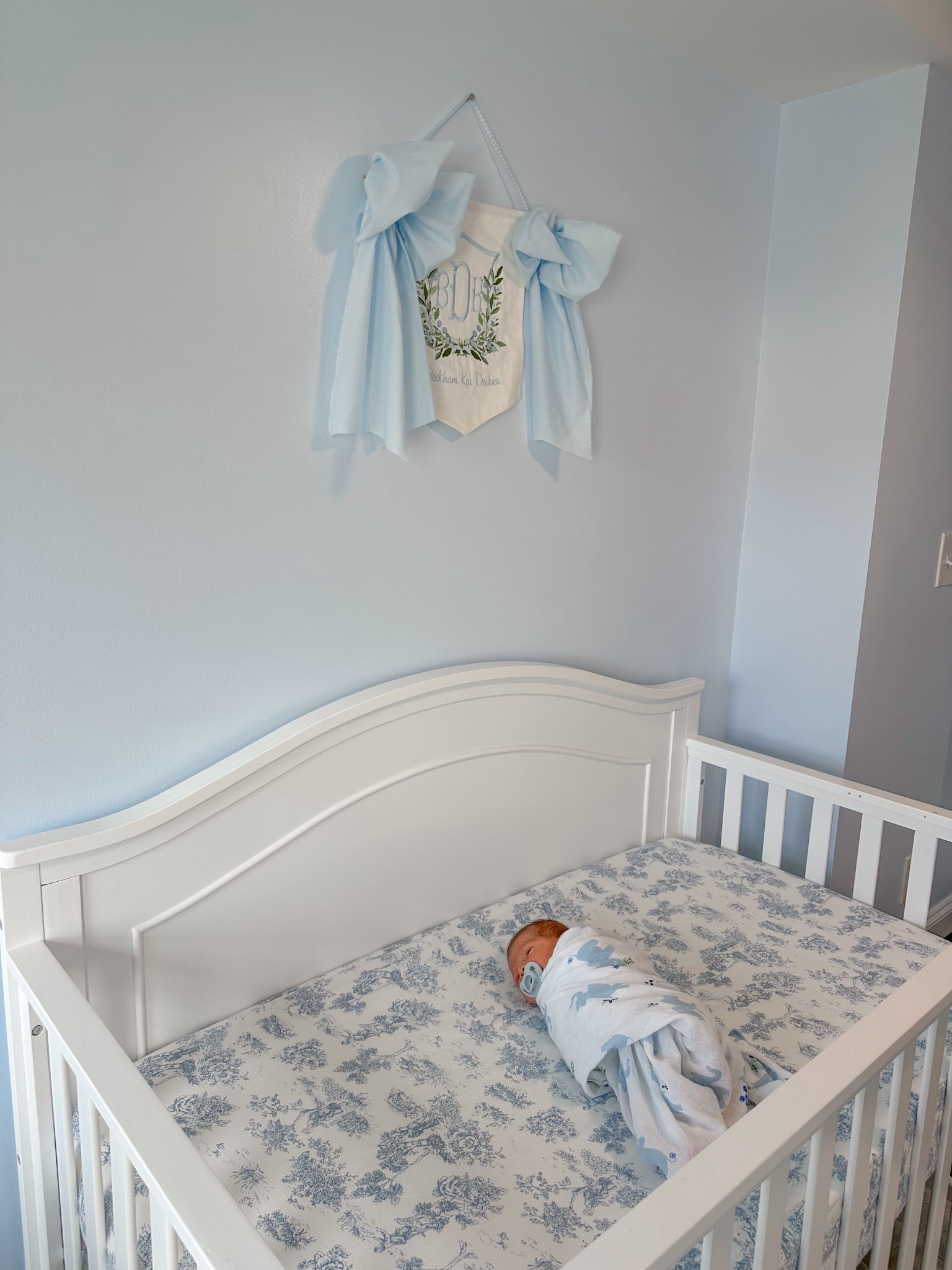 Baby boy nursery / toile crib sheet