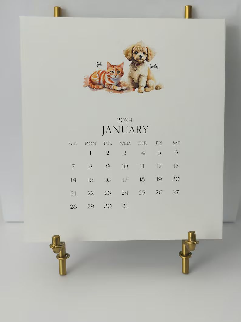 Personalized Pet Calendar 2024 Desk Calendar & Easel - Etsy | Etsy (US)