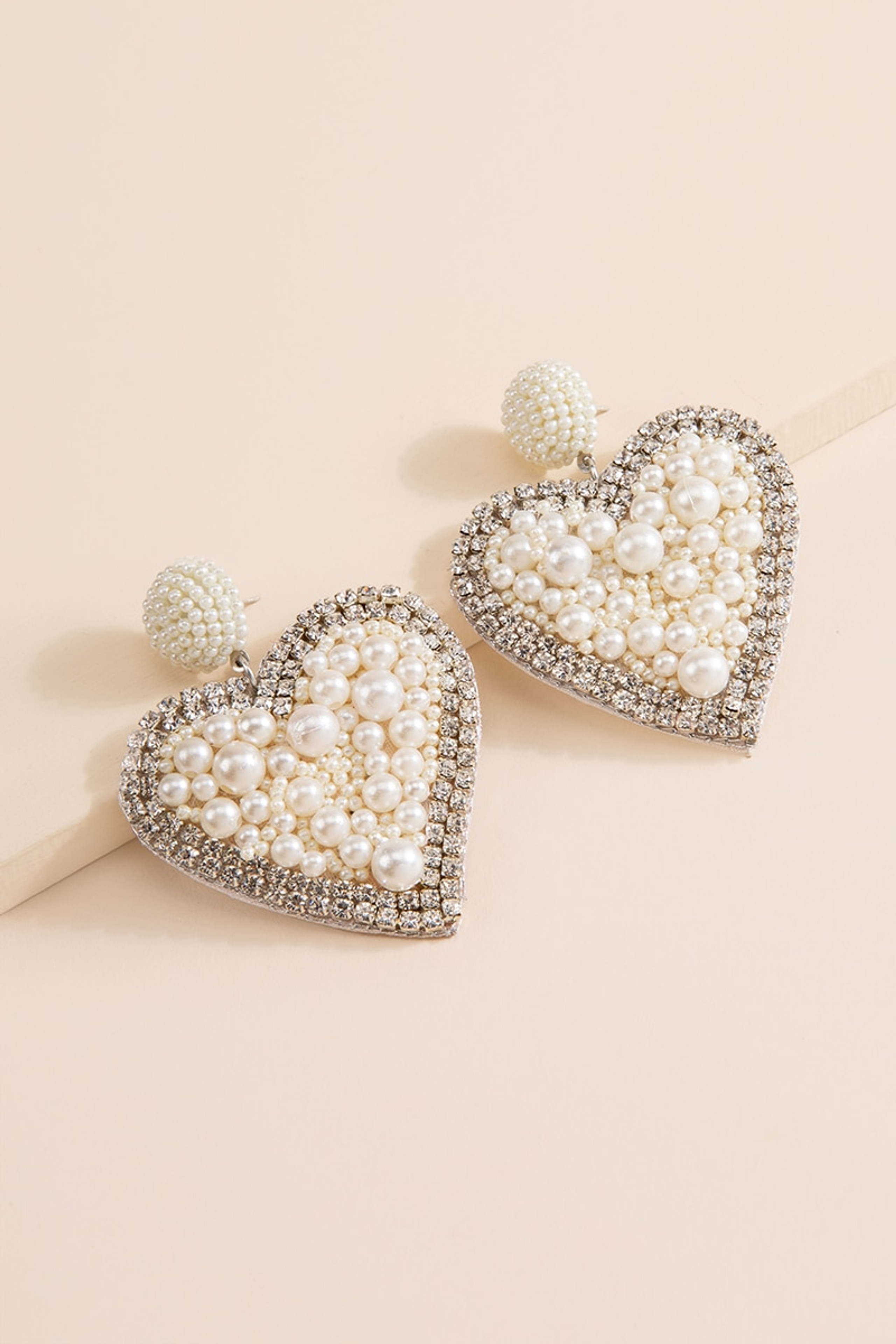 Olivia Puffy Heart Pearl Drop Earrings | Francesca's