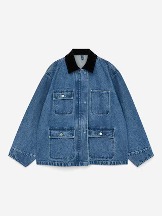 Cord-Collar Denim Jacket – Blue – Women – ARKET GB | Arket UK