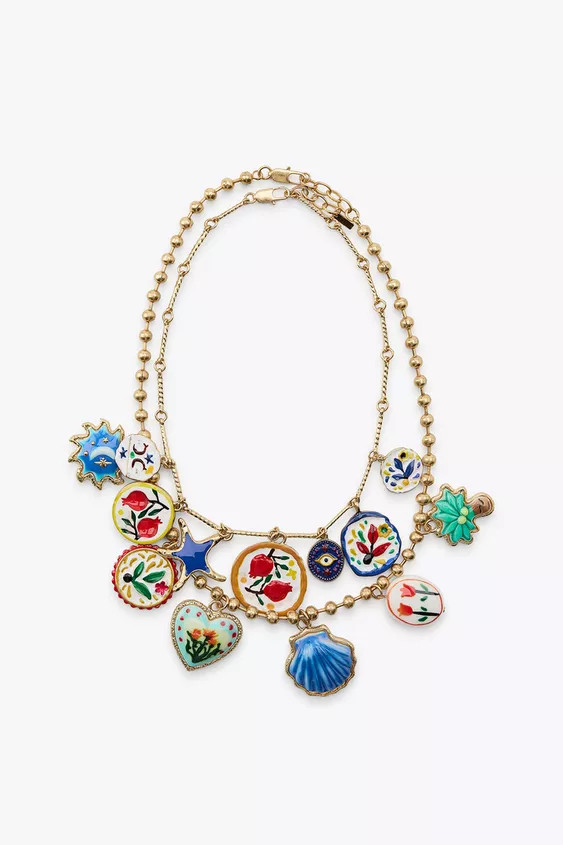 PACK OF 2 NECKLACES WITH PALM TREE AND RESIN FLOWERS | Zara UK