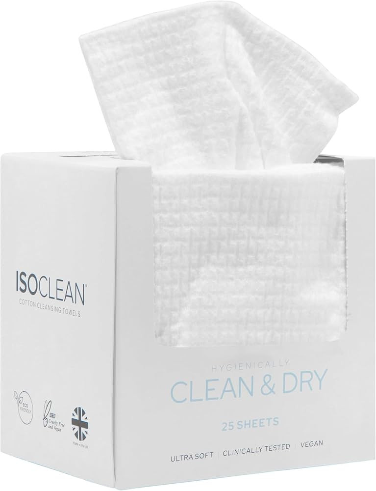 ISOCLEAN Disposable Face Towel - Soft Cotton Dry Wipes for Make-up Removal, Facial Cleansing & Sk... | Amazon (UK)