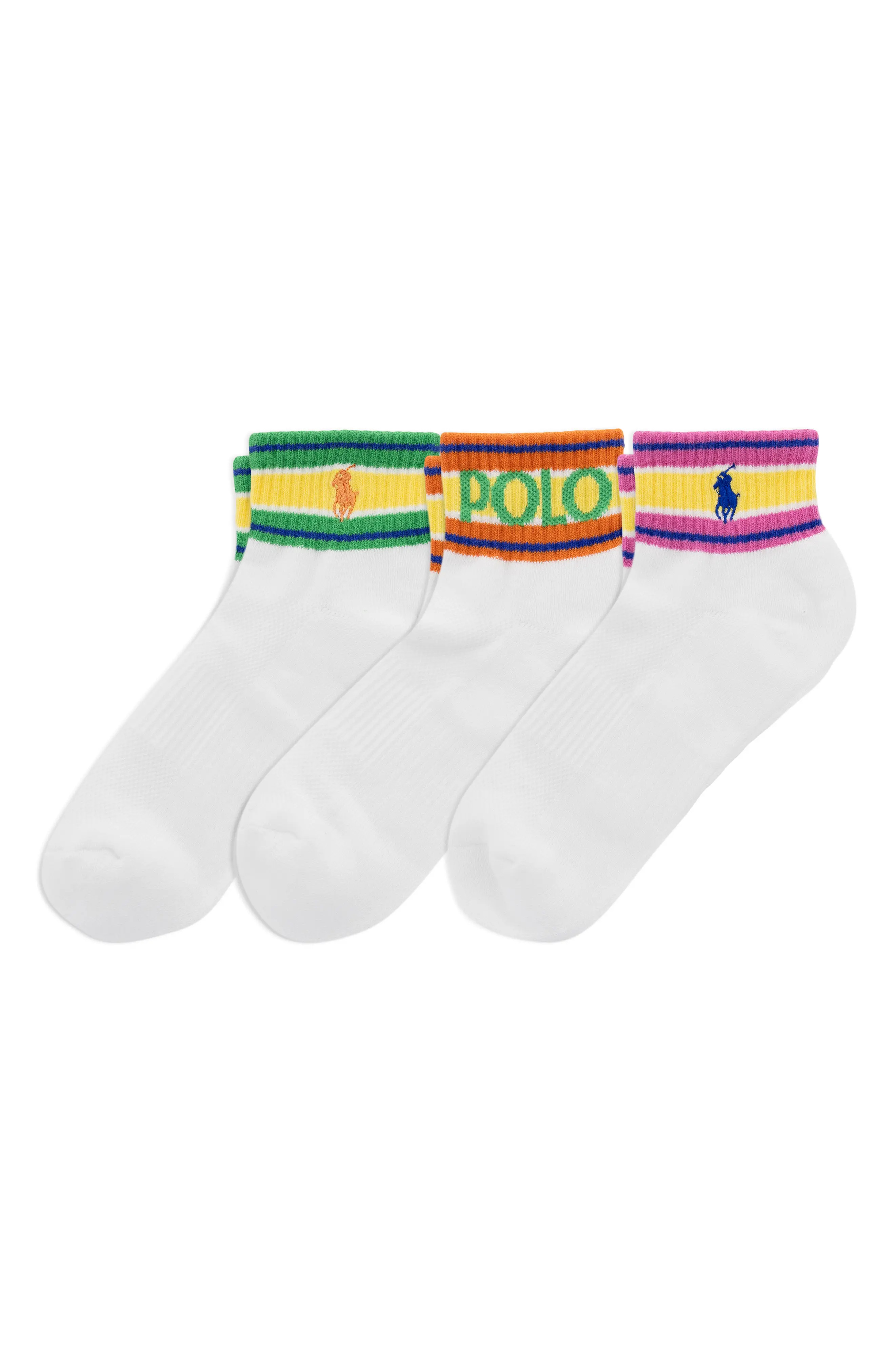 Assorted 3-Pack Cuff Stripe Ankle Socks (Women) | Nordstrom | Nordstrom