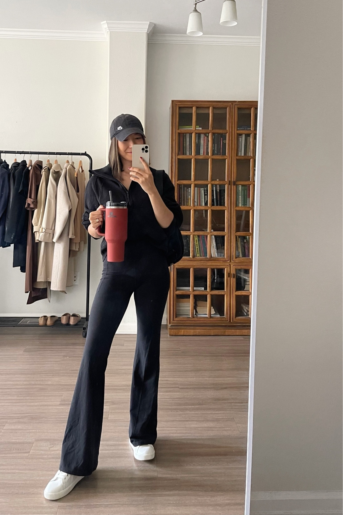 Athleisure outfit 

Lululemon belt bag 
Quarter zip hoodie 
White sneakers - size down if in between sizes 

#LTKstyletip #LTKunder100 #LTKfit