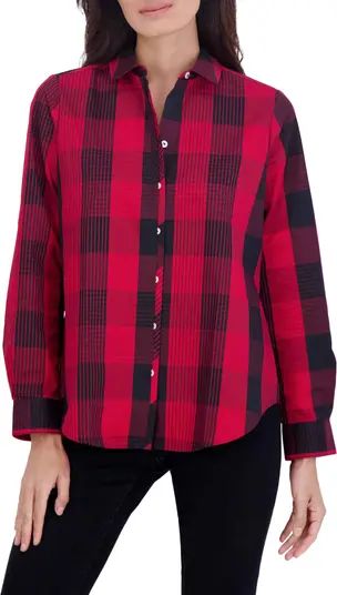 Foxcroft Charlie Buffalo Plaid Cotton Blend Button-Up Shirt | Nordstrom | Nordstrom