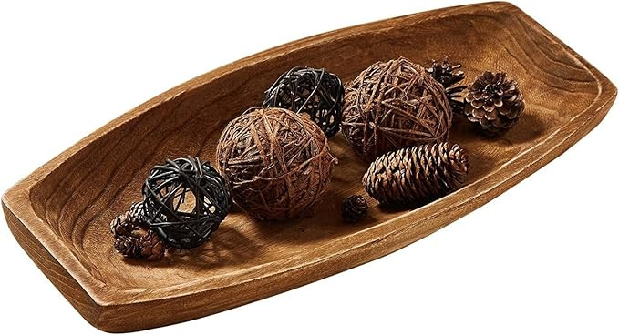 Wood Dough Bowl, 17.25"x 8.8" Hand Carved Wooden Dough Bowls for Decor Rustic Wood Dough Bowls De... | Amazon (US)