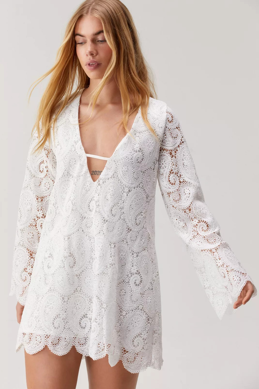 Lace Tunic Long Sleeve Mini Dress | Nasty Gal US