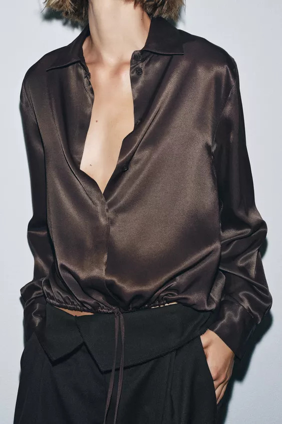ZW COLLECTION SATIN EFFECT BLOUSE WITH TIES | Zara US