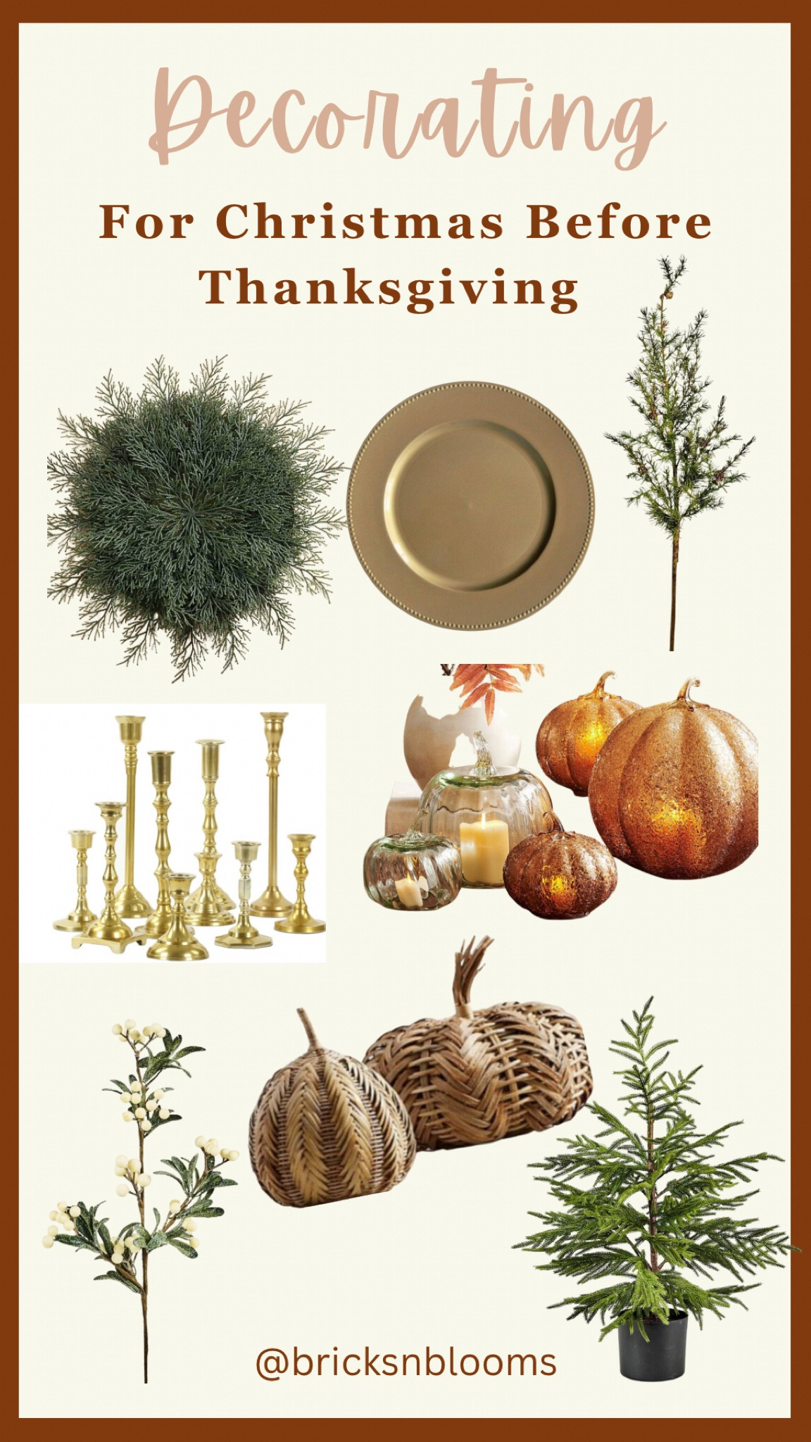 Want to deck the halls before the turkey this year? Decorate for Christmas before Thanksgiving with these looks.

Neutral pumpkins, winter greenery, gold chargers, green placemats, vintage gold candlesticks, battery operated candles

#LTKSeasonal #LTKHoliday #LTKhome