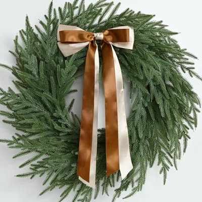 Norfolk Pine Christmas Wreath - With Bow - 24 Inch, Front Door & Indoor/Outdoor Holiday Decoration | Wayfair North America