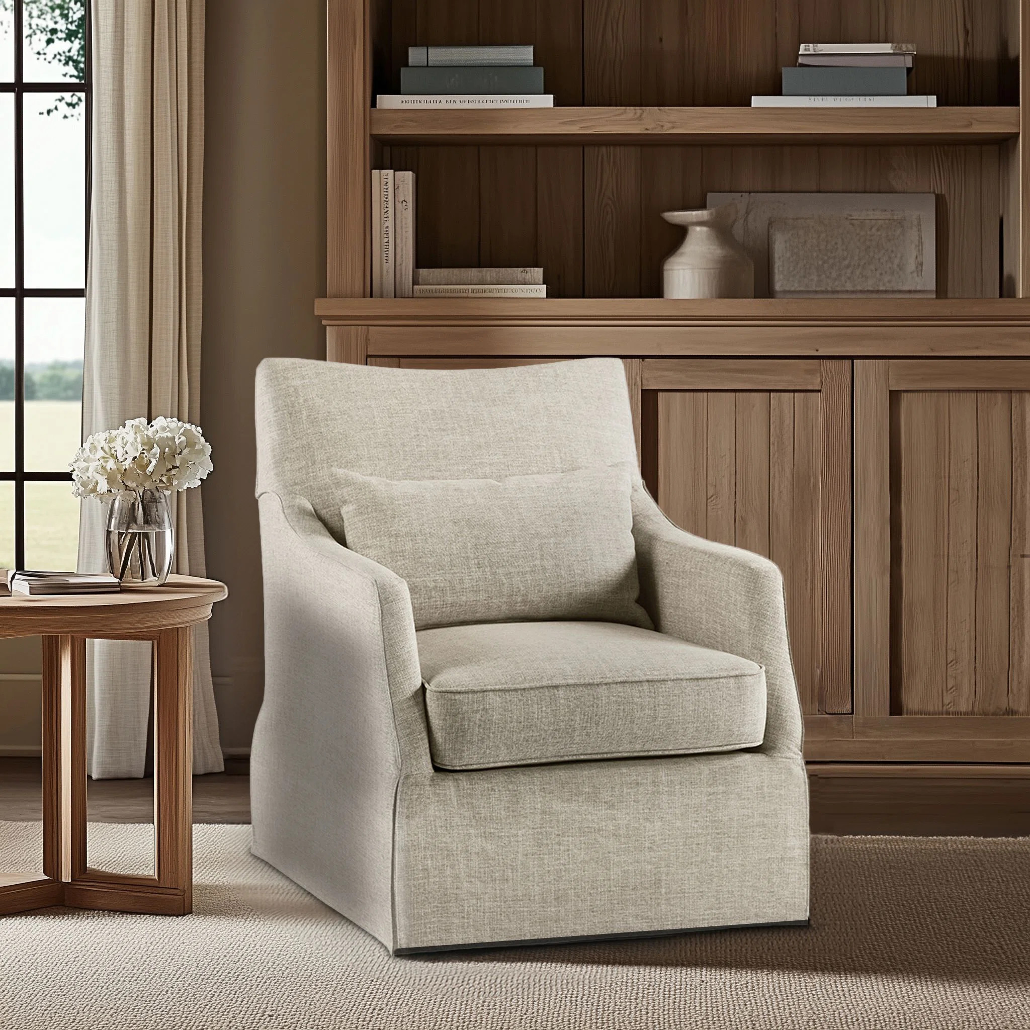 Martha Stewart London 360°Swivel Armchair with Lumbar Pillow | Wayfair North America