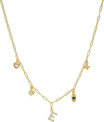 Pave Initial & Charms Paperclip Necklace | Nordstrom