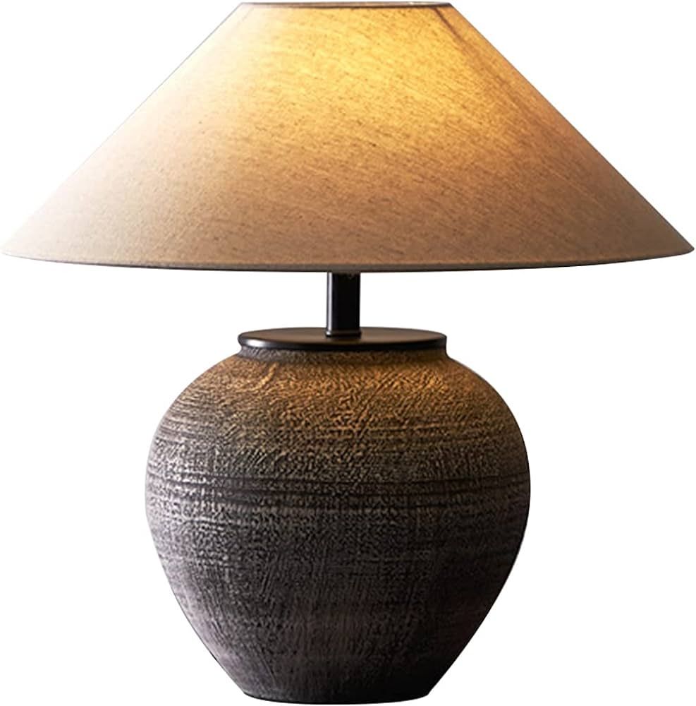 Farmhouse Ceramic Table Lamp for Living Room,17.7’’ Bedside Night Lamps for Bedroom,3-Color T... | Amazon (US)