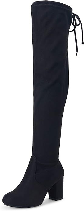 Vepose Women's 991 Suede Boots Over the Knee High Vegan 3.03 Inch Chunky Heels Side Zipper Adjust... | Amazon (US)