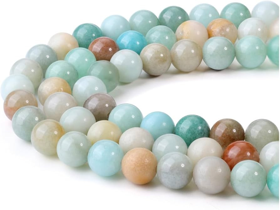Jovivi 96pcs 8mm Round Amazonite Stone Beads for Jewelry Making | Amazon (US)