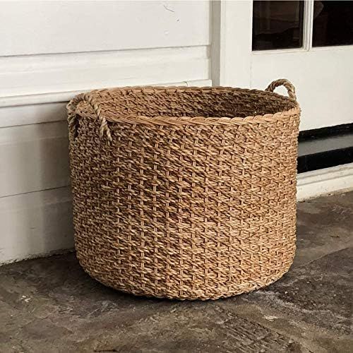 Wholestory Collective Round Woven Wicker Rattan Large Blanket Floor Storage Basket with Handles perf | Amazon (US)