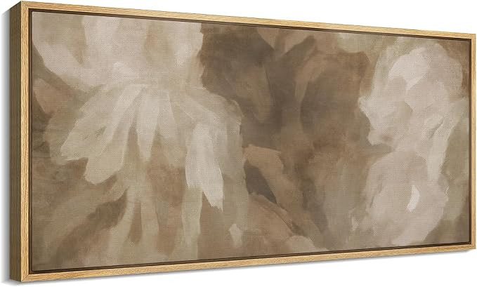 SIGNFORD Extra Large Framed Canvas Print Wall Art Neutral Abstract Floral in Beige and Brown Eleg... | Amazon (US)