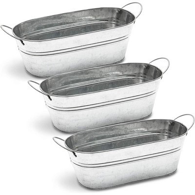 Juvale 3 Pack Rustic Galvanized Metal Oval Planter with Handles for Decor (11.8 x 5.5 x 4 in) | Target