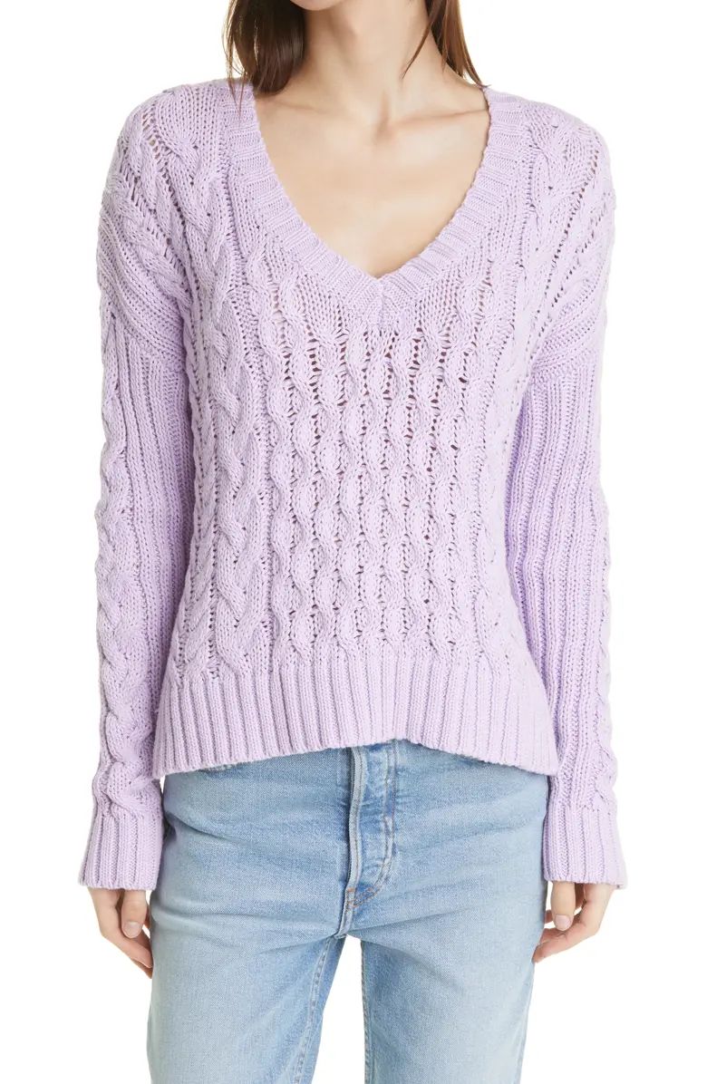 Line Label LINE Leah V-Neck Cable Knit Sweater | Nordstrom | Nordstrom